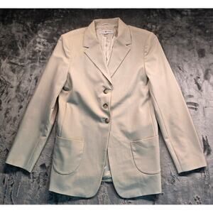 Real Clothes Women Beige Career Blazer Jacket 3 Button Lined Medium USA